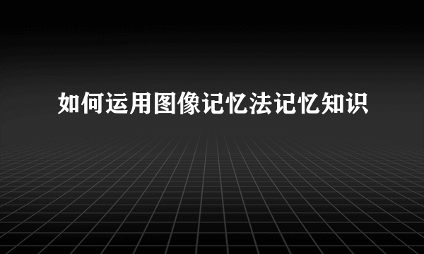 如何运用图像记忆法记忆知识