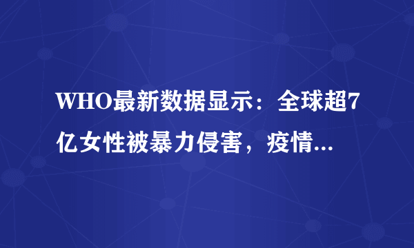 WHO最新数据显示：全球超7亿女性被暴力侵害，疫情下家暴事件激增