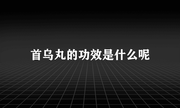 首乌丸的功效是什么呢