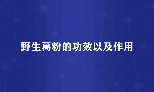 野生葛粉的功效以及作用