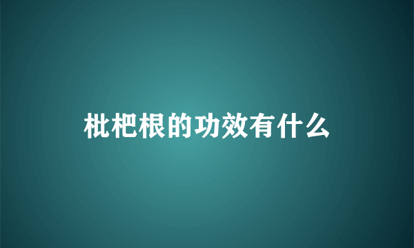 枇杷根的功效有什么