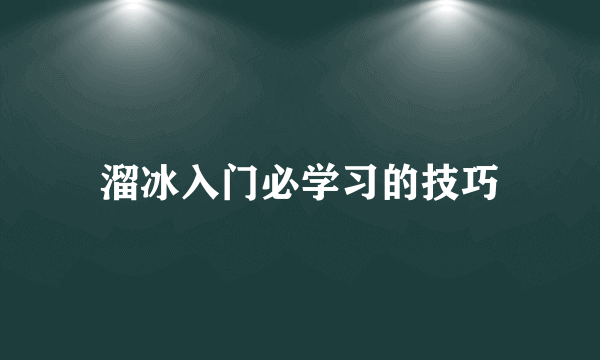 溜冰入门必学习的技巧