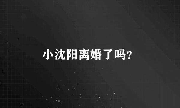 小沈阳离婚了吗？