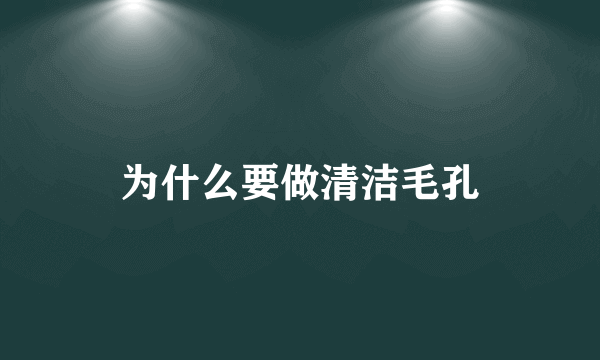 为什么要做清洁毛孔