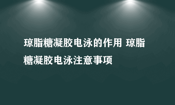 琼脂糖凝胶电泳的作用 琼脂糖凝胶电泳注意事项