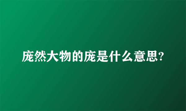 庞然大物的庞是什么意思?