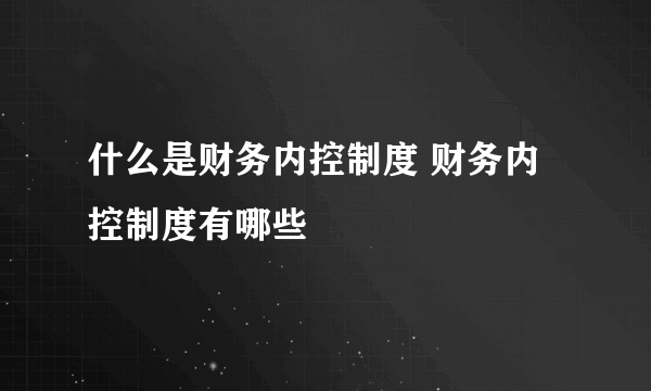 什么是财务内控制度 财务内控制度有哪些