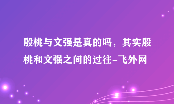 殷桃与文强是真的吗，其实殷桃和文强之间的过往-飞外网