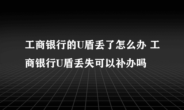 工商银行的U盾丢了怎么办 工商银行U盾丢失可以补办吗