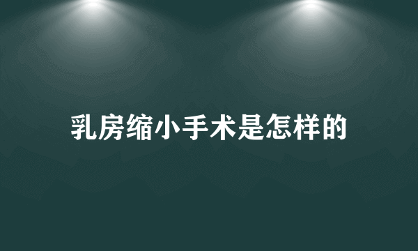 乳房缩小手术是怎样的