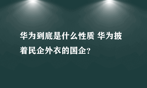 华为到底是什么性质 华为披着民企外衣的国企？