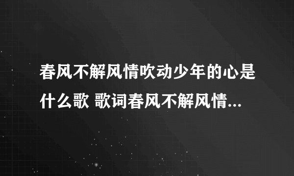 春风不解风情吹动少年的心是什么歌 歌词春风不解风情吹动少年的心是什么歌