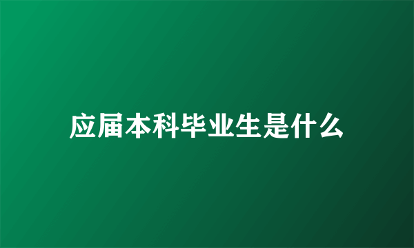 应届本科毕业生是什么