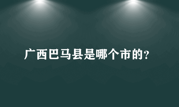 广西巴马县是哪个市的？