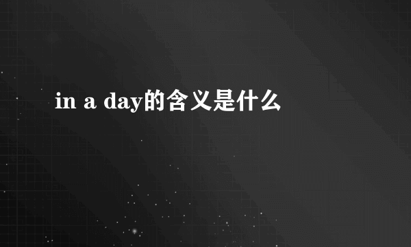 in a day的含义是什么