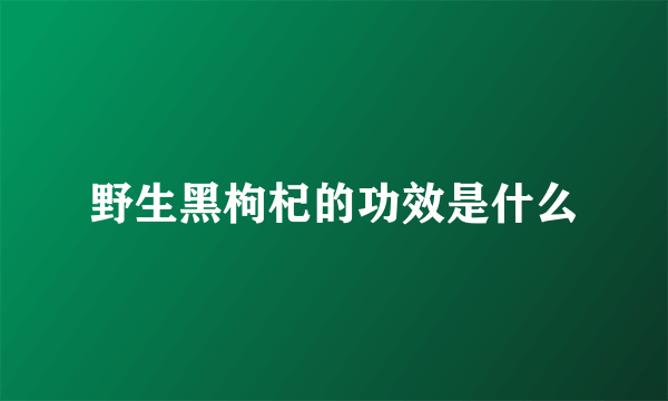 野生黑枸杞的功效是什么