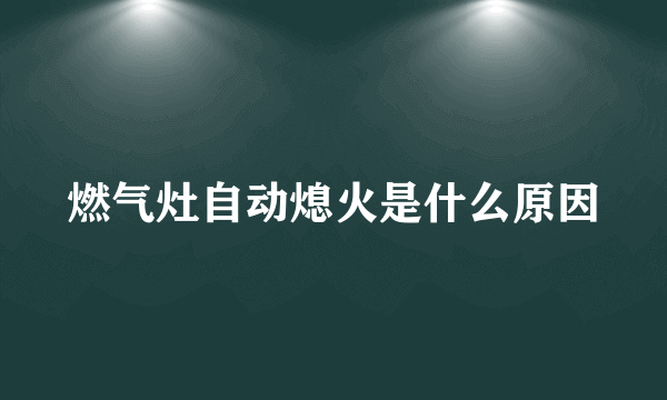 燃气灶自动熄火是什么原因