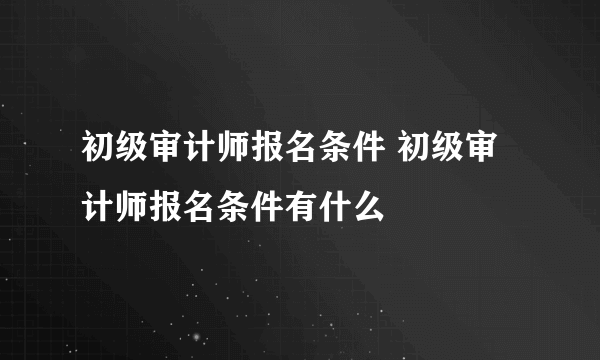 初级审计师报名条件 初级审计师报名条件有什么