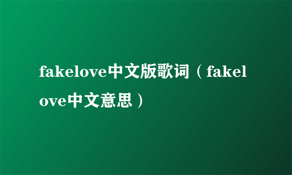 fakelove中文版歌词（fakelove中文意思）