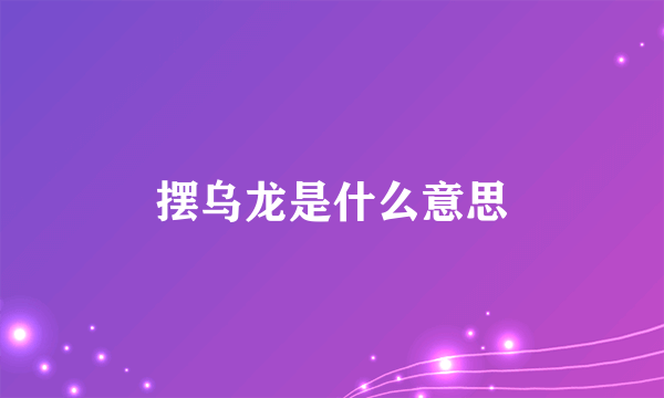 摆乌龙是什么意思