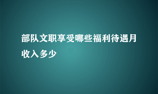 部队文职享受哪些福利待遇月收入多少