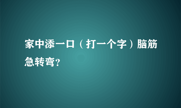 家中添一口（打一个字）脑筋急转弯？