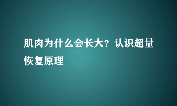 肌肉为什么会长大？认识超量恢复原理