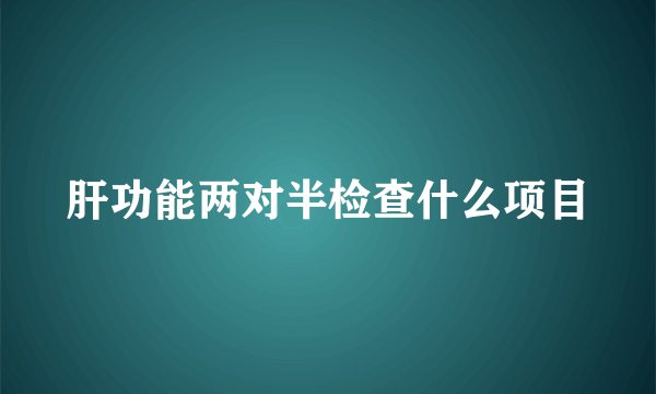 肝功能两对半检查什么项目