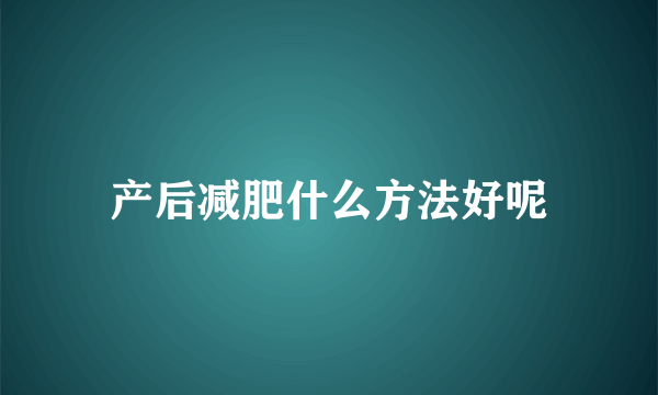 产后减肥什么方法好呢