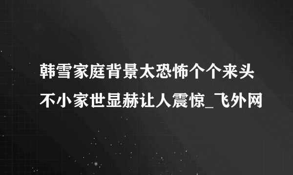 韩雪家庭背景太恐怖个个来头不小家世显赫让人震惊_飞外网