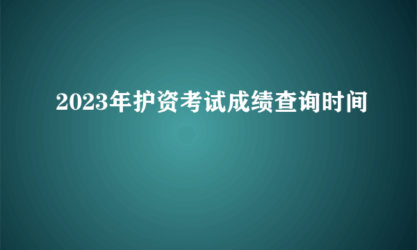 2023年护资考试成绩查询时间