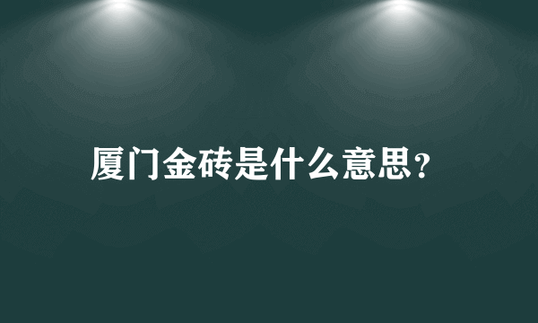 厦门金砖是什么意思？