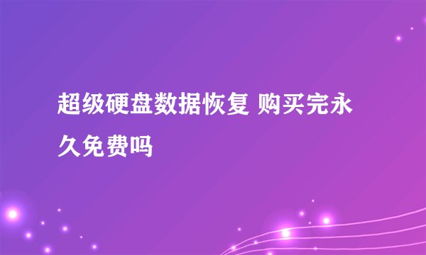 超级硬盘数据恢复 购买完永久免费吗