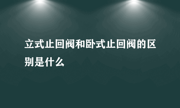 立式止回阀和卧式止回阀的区别是什么