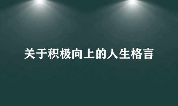 关于积极向上的人生格言