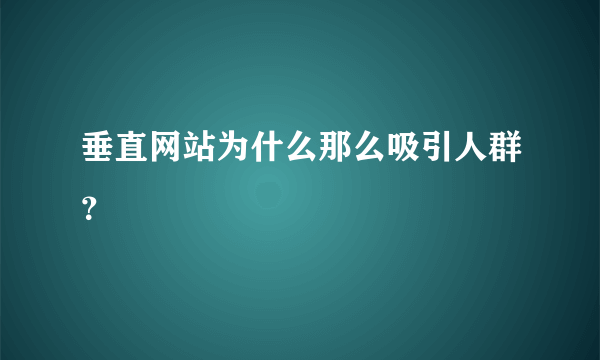 垂直网站为什么那么吸引人群？