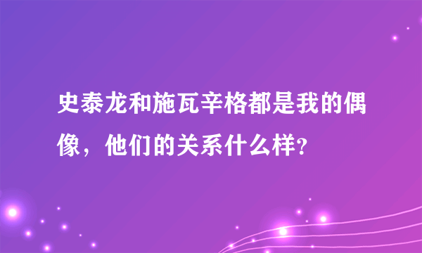 史泰龙和施瓦辛格都是我的偶像，他们的关系什么样？