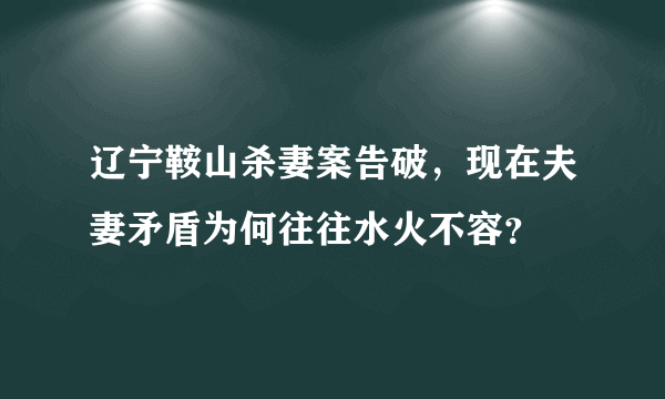 辽宁鞍山杀妻案告破，现在夫妻矛盾为何往往水火不容？