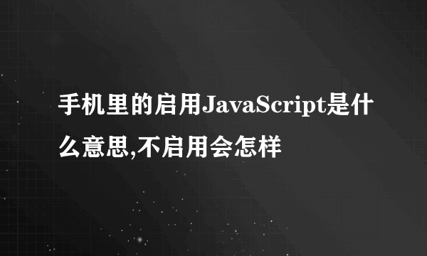 手机里的启用JavaScript是什么意思,不启用会怎样