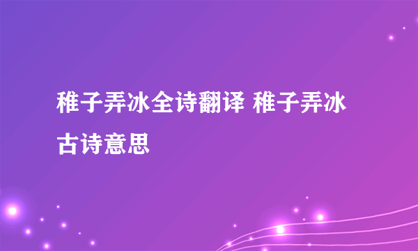 稚子弄冰全诗翻译 稚子弄冰古诗意思