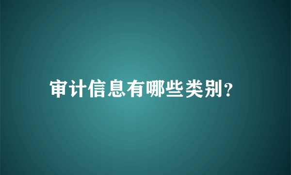 审计信息有哪些类别？