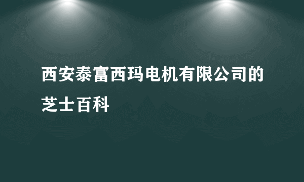 西安泰富西玛电机有限公司的芝士百科