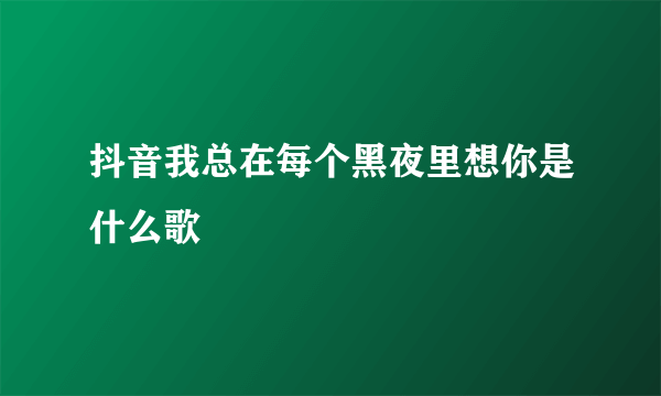 抖音我总在每个黑夜里想你是什么歌