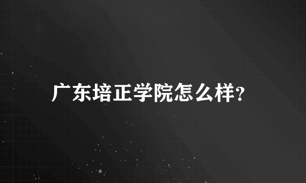 广东培正学院怎么样？