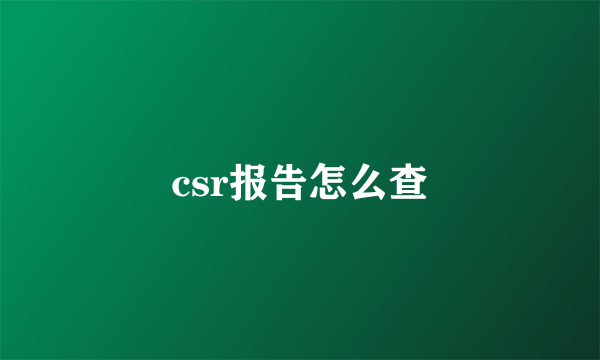 csr报告怎么查