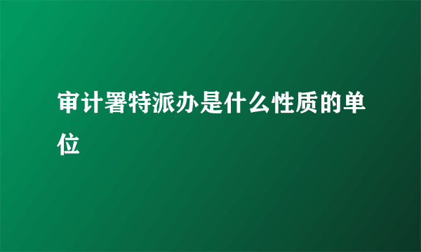 审计署特派办是什么性质的单位