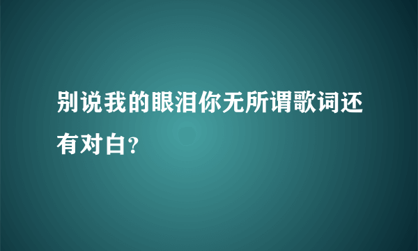 别说我的眼泪你无所谓歌词还有对白？