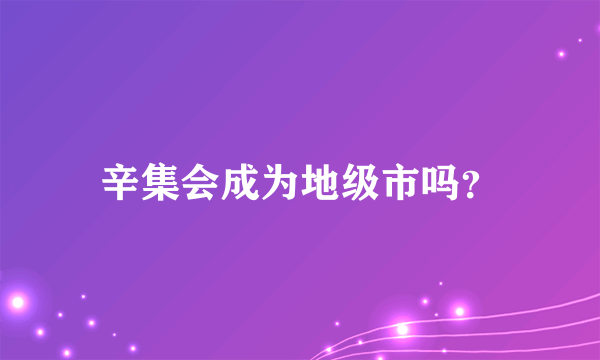 辛集会成为地级市吗？