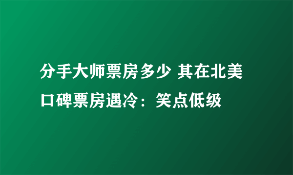 分手大师票房多少 其在北美口碑票房遇冷：笑点低级