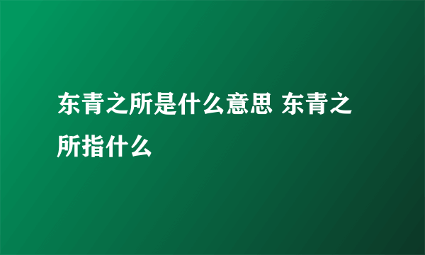 东青之所是什么意思 东青之所指什么